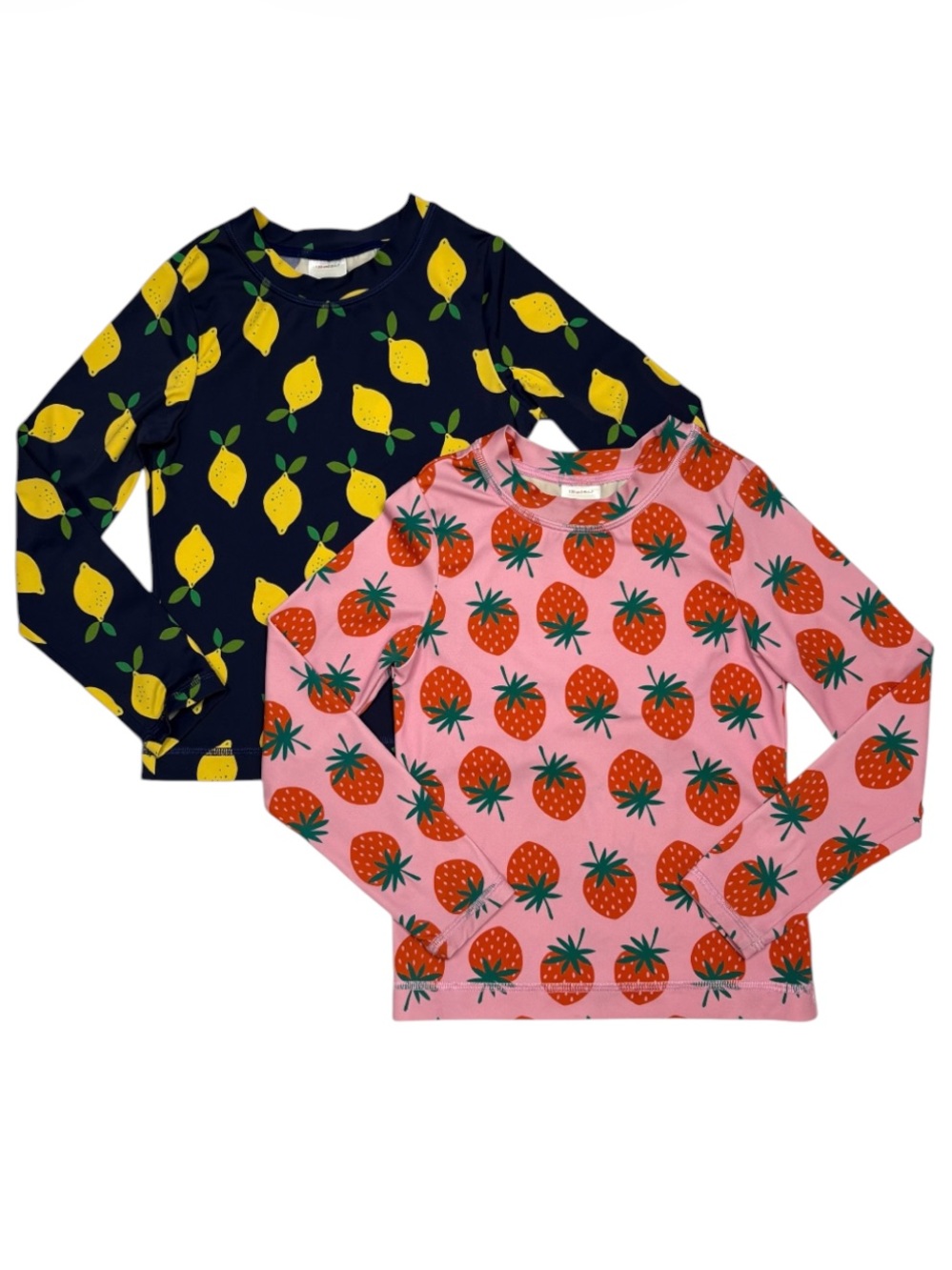 Hanna Andersson Rash Guard Bundle Lemon Strawberry Girls Size 6 7 UPF Swim